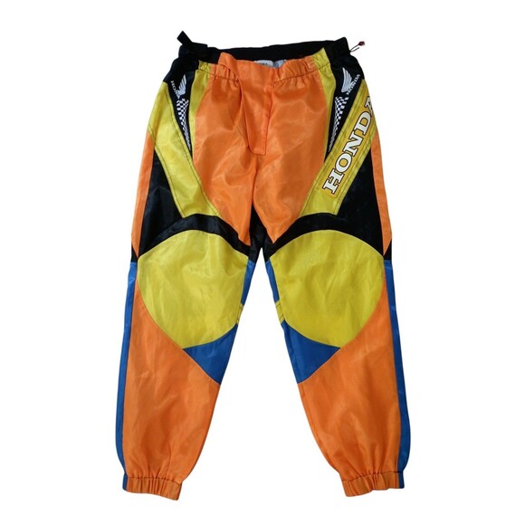 Honda x Forever 21 Pants Mens XLarge Orange Blue Colorblock Racing - Picture 1 of 7
